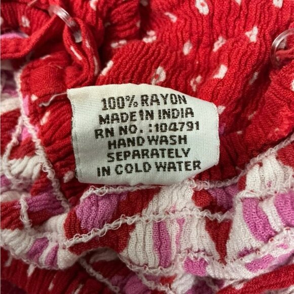 Sundress Boho Breezy Stretchy Smocked Bodice Indian Gauzy Material Red Pink OS - Picture 12 of 16